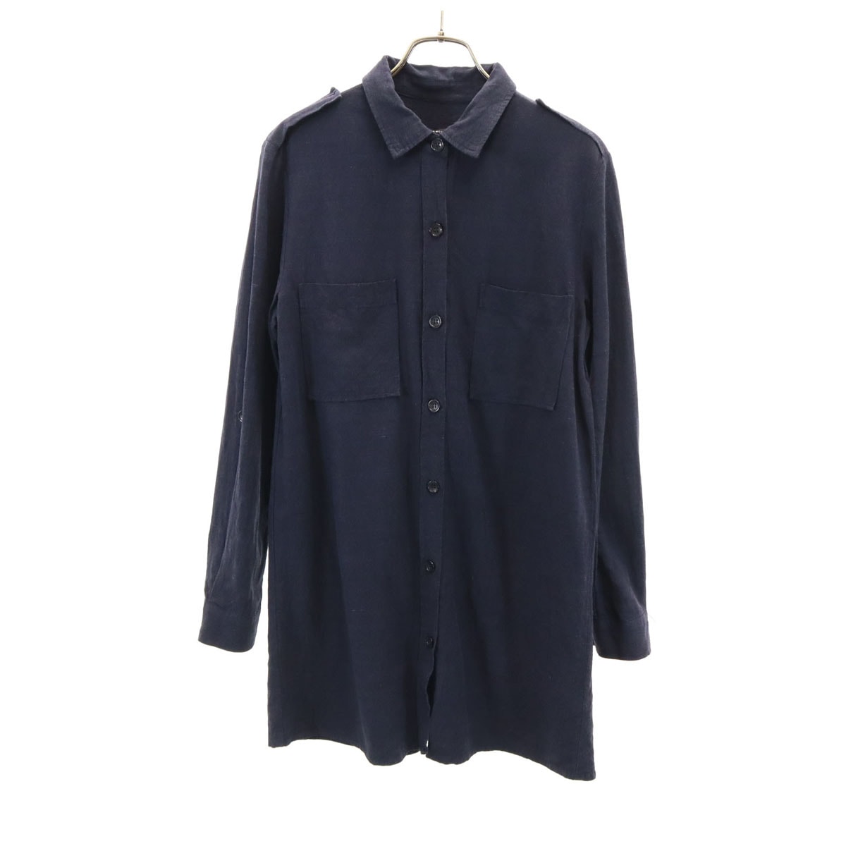 ZARA WOMAN ザラウーマン 長袖 ロールアップ袖 シャツ XS ネイビー