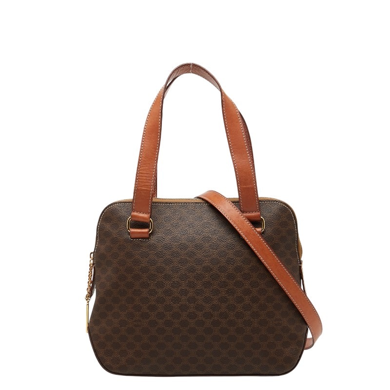 セリーヌ マカダム ハンドバッグ ショルダーバッグ 2WAY ブラウン PVC レザー レディース CELINE 【中古】