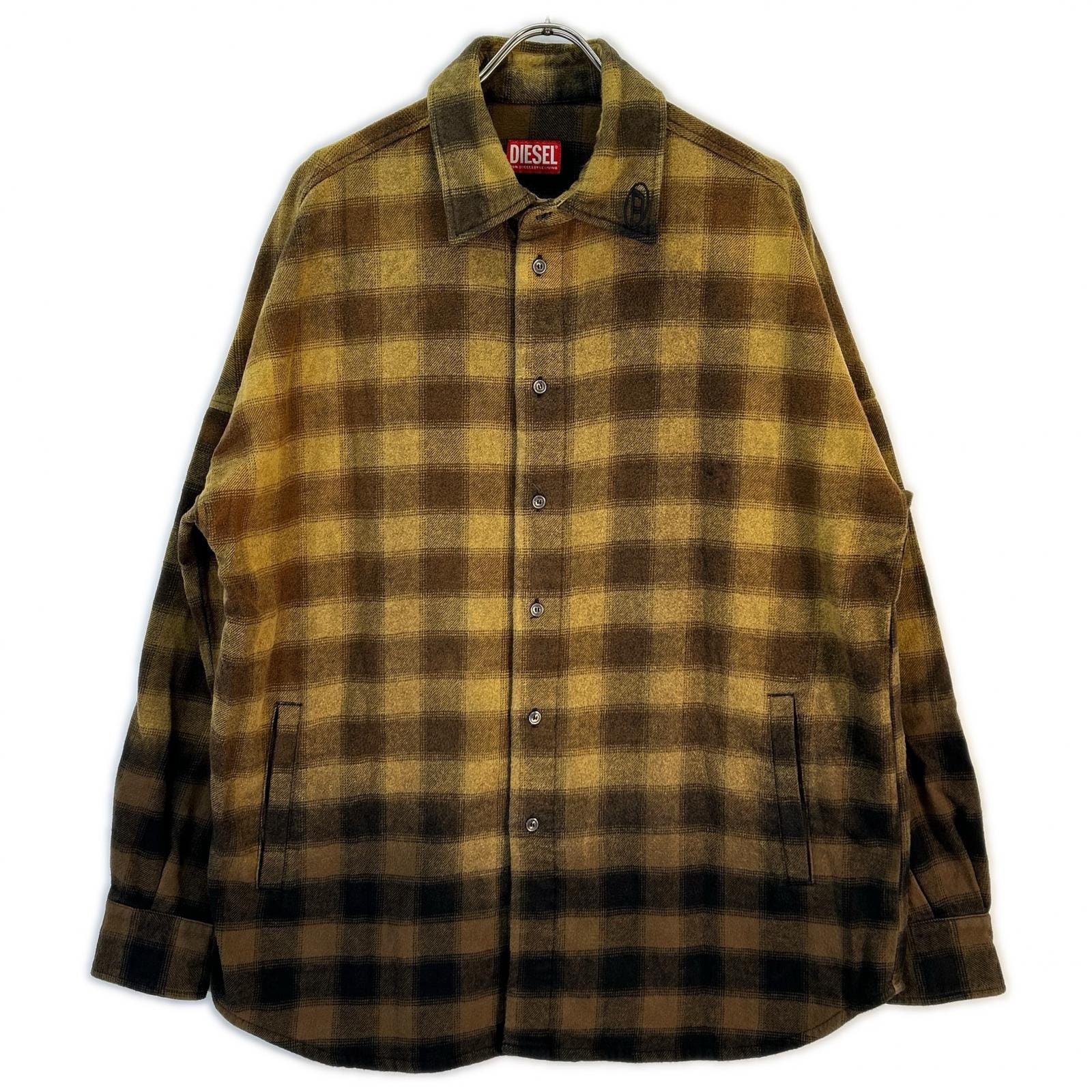 ディーゼル 23AW A10687 ブラウン ブロックチェック ネルシャツ 48