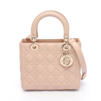 ディオール Dior LADY DIOR レディディオール カナージュ 2WAY ハンドバッグ バッグ レザー レディース ピンク系 【中古】