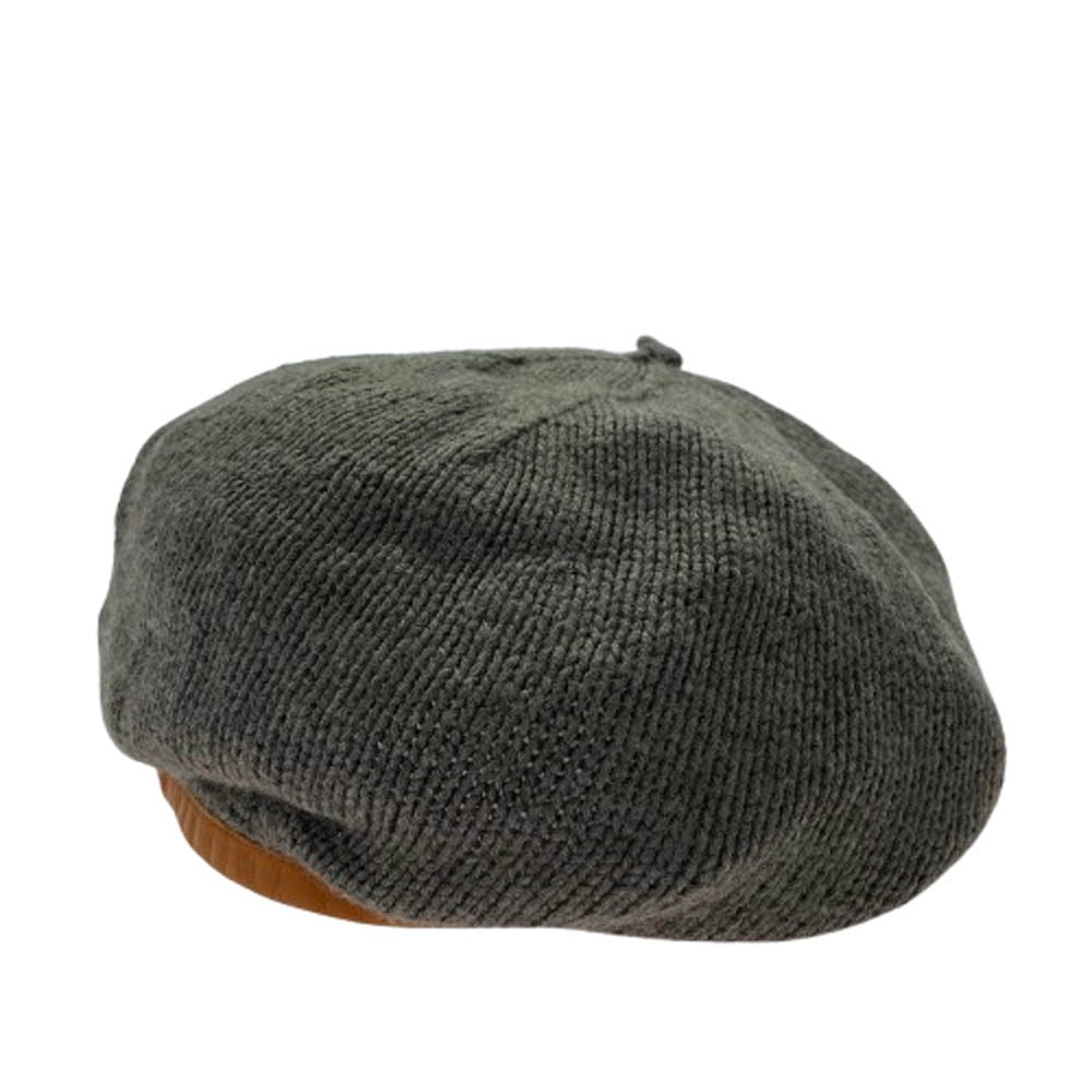RALPH LAUREN ラルフローレン 帽子 レザー ニット ベレー帽 グレー系【中古】
