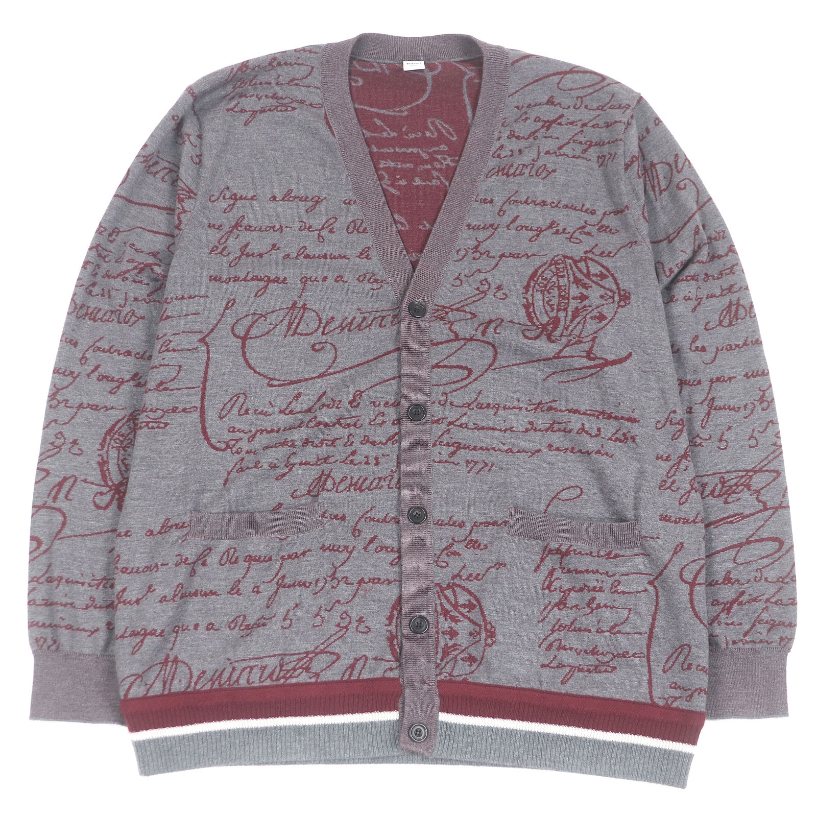 極美品 ベルルッティ
 カーディガン グレー ボルドー メンズ XXL