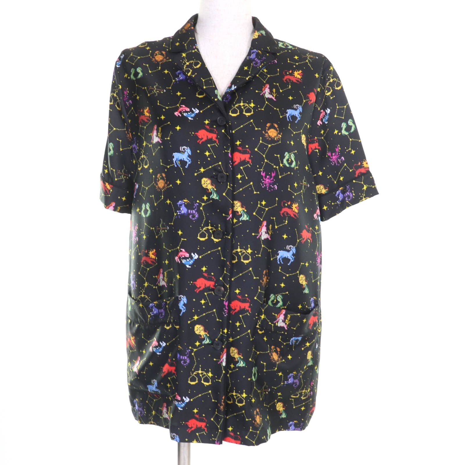 未使用品 クリスチャンディオール
 半袖シャツ ブラック マルチ レディース 38 241V29A6633