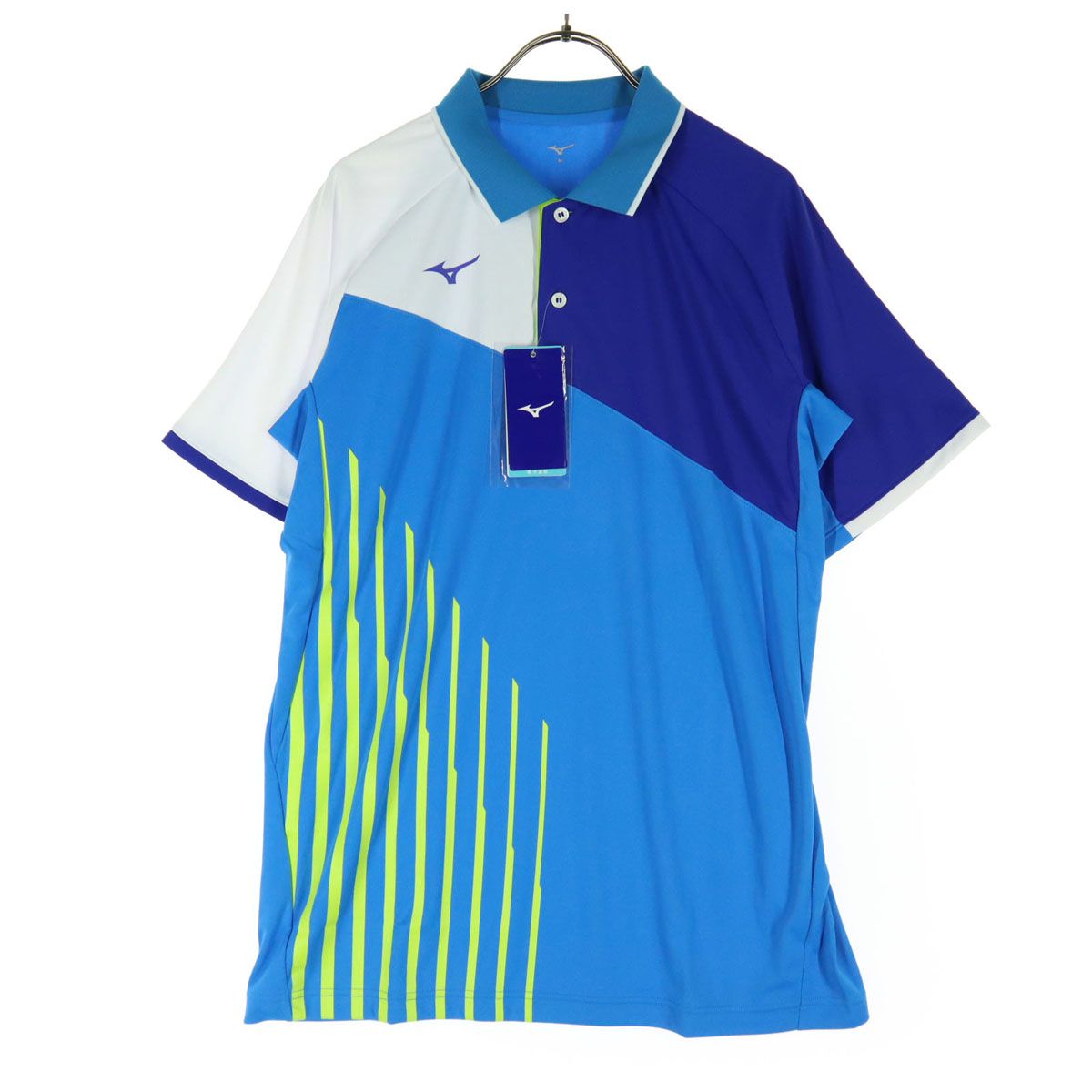 未使用 Mizuno ミズノ ワンポイントプリント 半袖 ポロシャツ Ｍ ブルー スポーツ