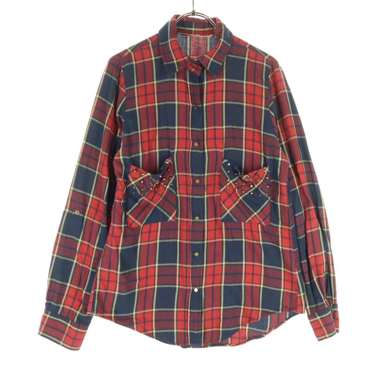 ZARA WOMAN ザラウーマン チェック柄 長袖 ブラウス M レッド