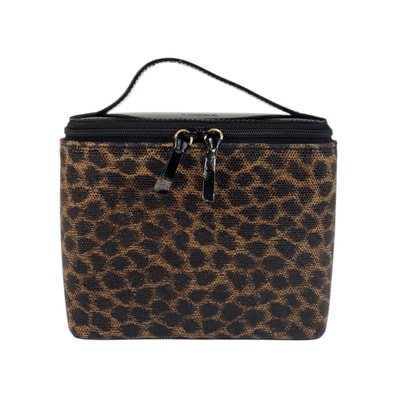 美品 LOEWE ロエベ ヴィンテージ レオパード ブラウン ブラック ゴールド金具 PVC エナメル/ ハンドバッグ バニティバッグ 601853 【中古】