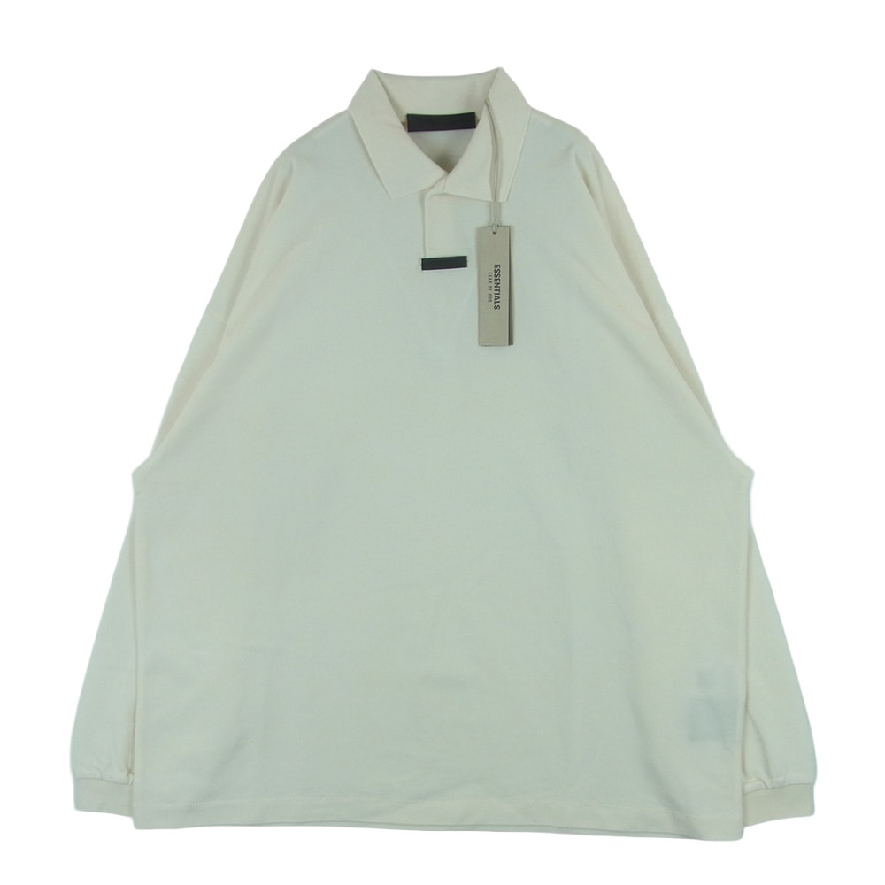FEAR OF GOD フィアオブゴッド 125BT244322F Essentials エッセンシャルズ Pique Long Sleeve Polo SHELL ピケ 長袖 ポロ シャツ オフホワイト系 S【美品】【中古】
