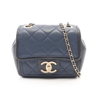 シャネル CHANEL ミニ マトラッセ ショルダーバッグ バッグ ラムスキン(羊革) レディース ブルー系 / ネイビー系 A92210 【中古】