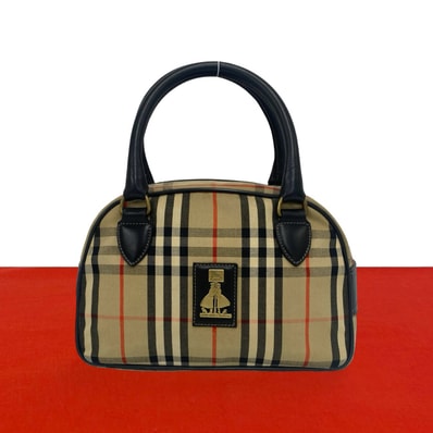 BURBERRY バーバリー ロゴ 金具 ノバチェック 柄 キャンバス レザー ハンドバッグ ベージュ
33779