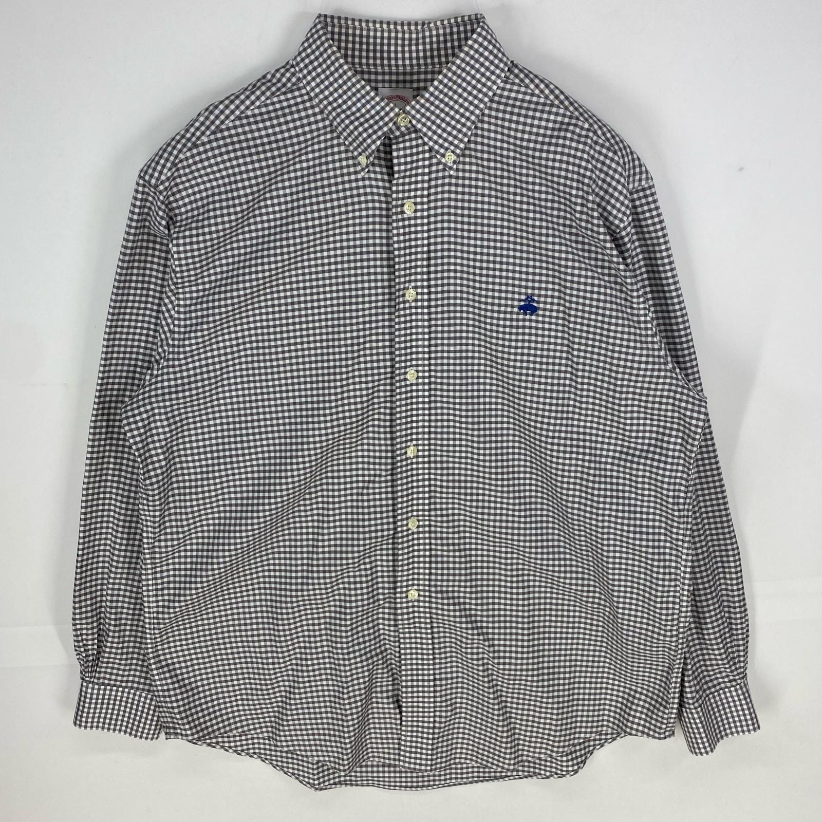 古着 ブルックスブラザーズ Brooks Brothers 長袖シャツ ボタンダウン ワンポイント 346 L グレー系 チェック メンズ