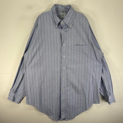 古着 ブルックスブラザーズ Brooks Brothers USA製 長袖シャツ ボタンダウン USA製 L ブルー系 ストライプ メンズ