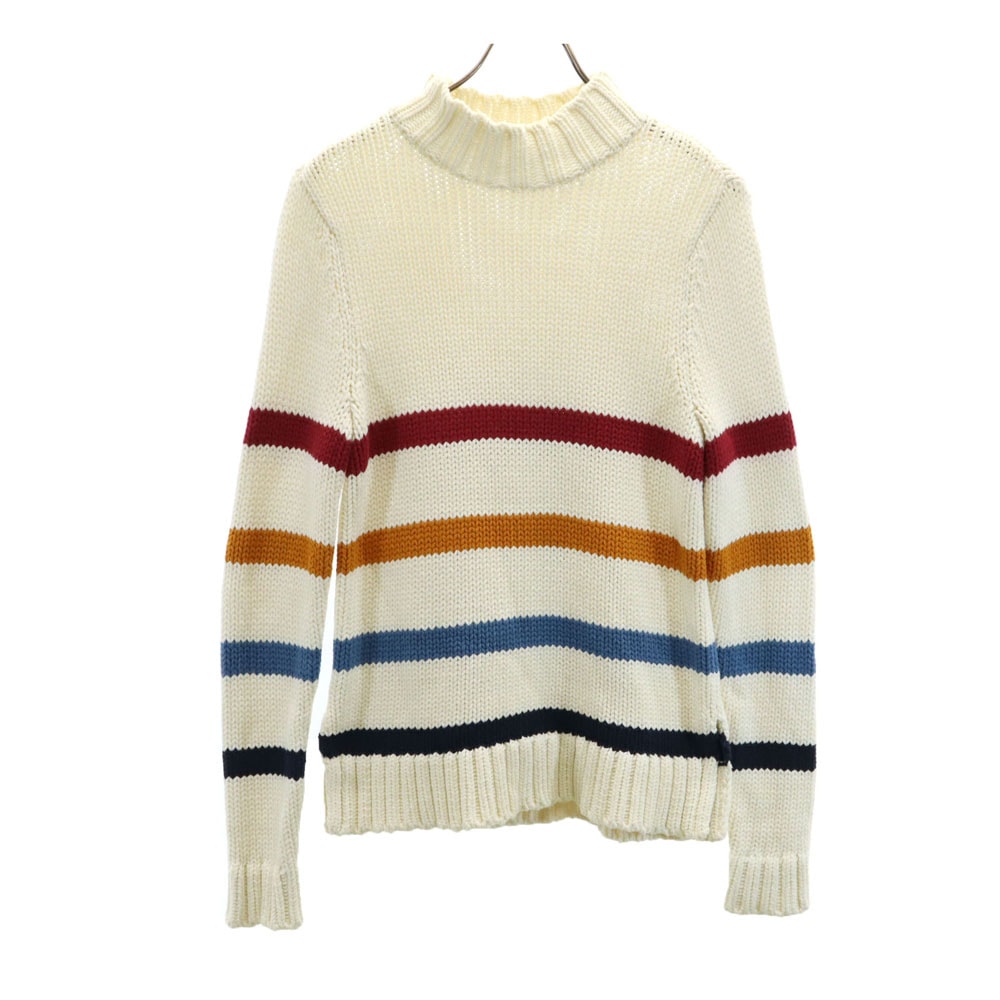 L.L.Bean SIGNATURE エルエルビーンシグネチャー ボーダー柄 長袖 モックネック セーター XXS アイボリー 他 ニット