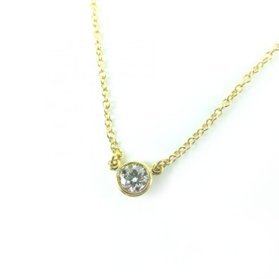 極美品 ティファニー バイ ザ ヤード シングル ダイヤモンド ペンダント