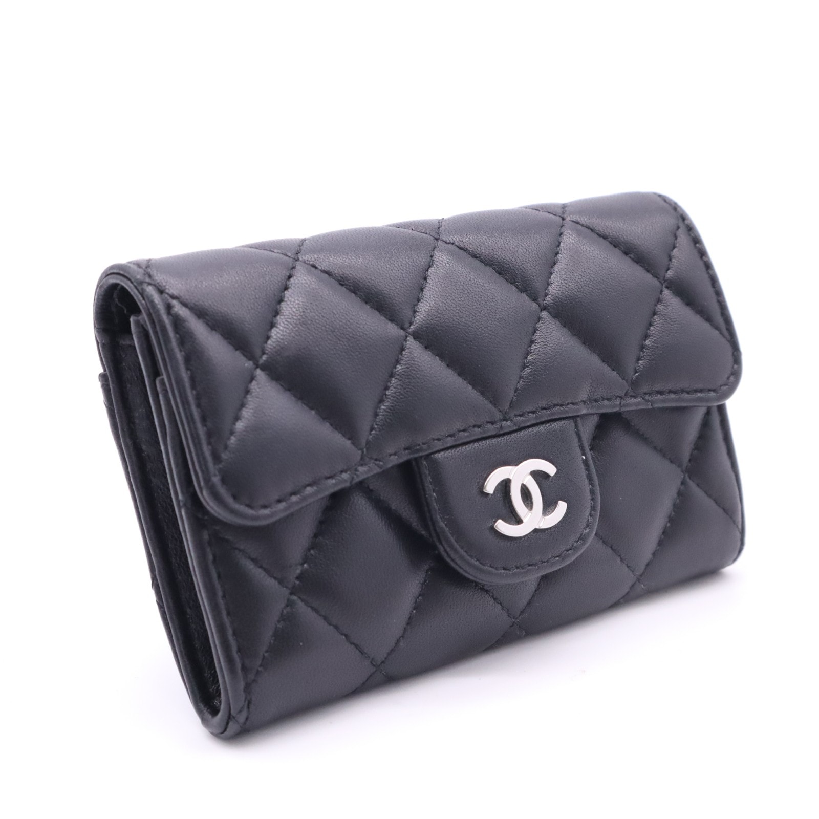 美品 CHANEL シャネル マトラッセ カードケース AP0214 カードケース ブラック ラムスキン レディース