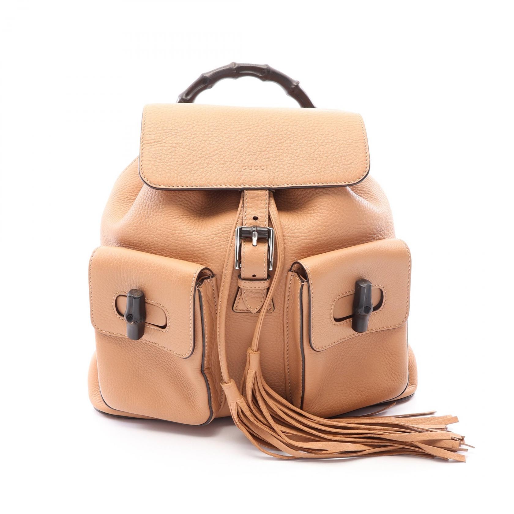 グッチ GUCCI バンブー リュックサック バックパック バッグ レザー レディース ベージュ系 370833 【中古】