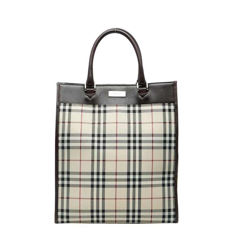 バーバリー ノバチェック トートバッグ ハンドバッグ ベージュ マルチカラー PVC レザー レディース BURBERRY 【中古】