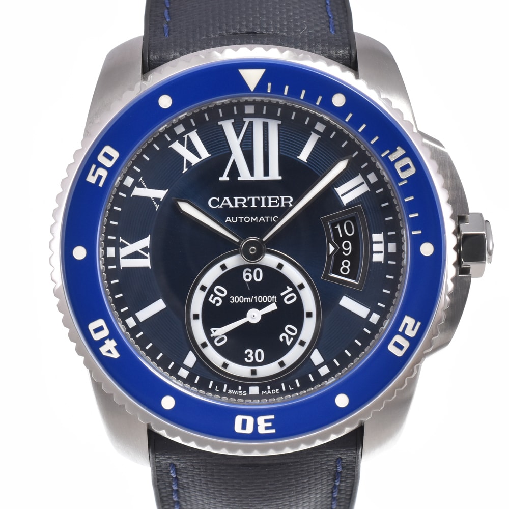 カルティエ CARTIER WSCA0010 カリブル ドゥ カルティエ ダイバー ブルー 自動巻き メンズ 美品 箱・保証書付き 腕時計 M#151137