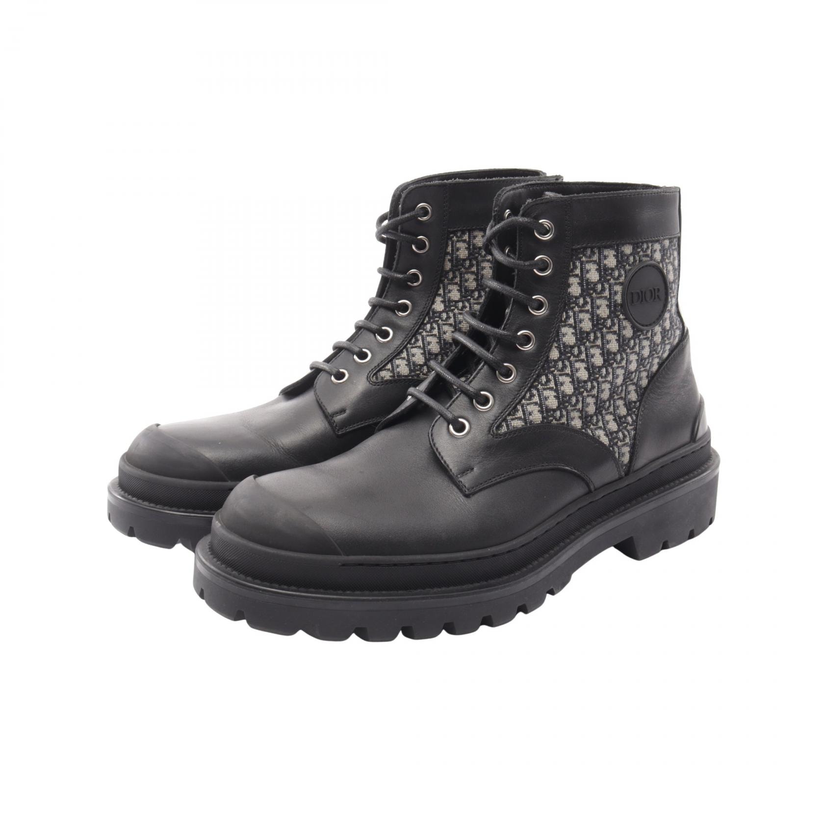 ディオール Dior Dior Explorer オブリーク アンクル ブーツ 靴 レザー キャンバス メンズ ブラック系 / ベージュ系 / ネイビー系 3BO257ZKD 【中古】