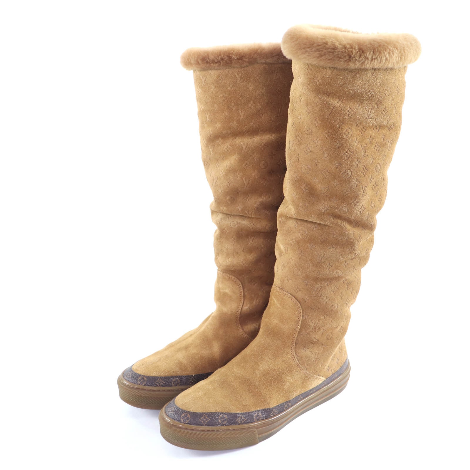 極美品 ルイヴィトン ロングブーツ スノーボールライン ブラウン 36.5