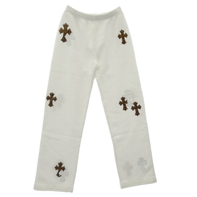 Chrome Hearts Y Not Multicolor Leather Cross Patch Sweatpants "White"