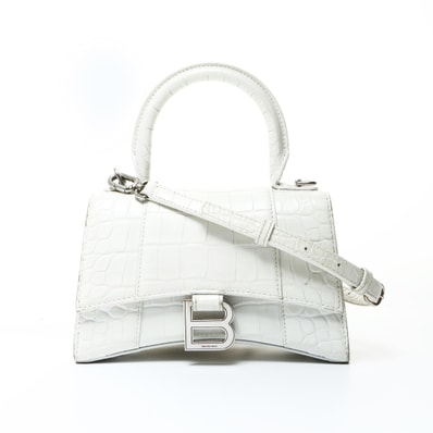 バレンシアガ BALENCIAGA アワーグラス XS 592833 2way 型押しレザー ショルダーバッグ【中古】