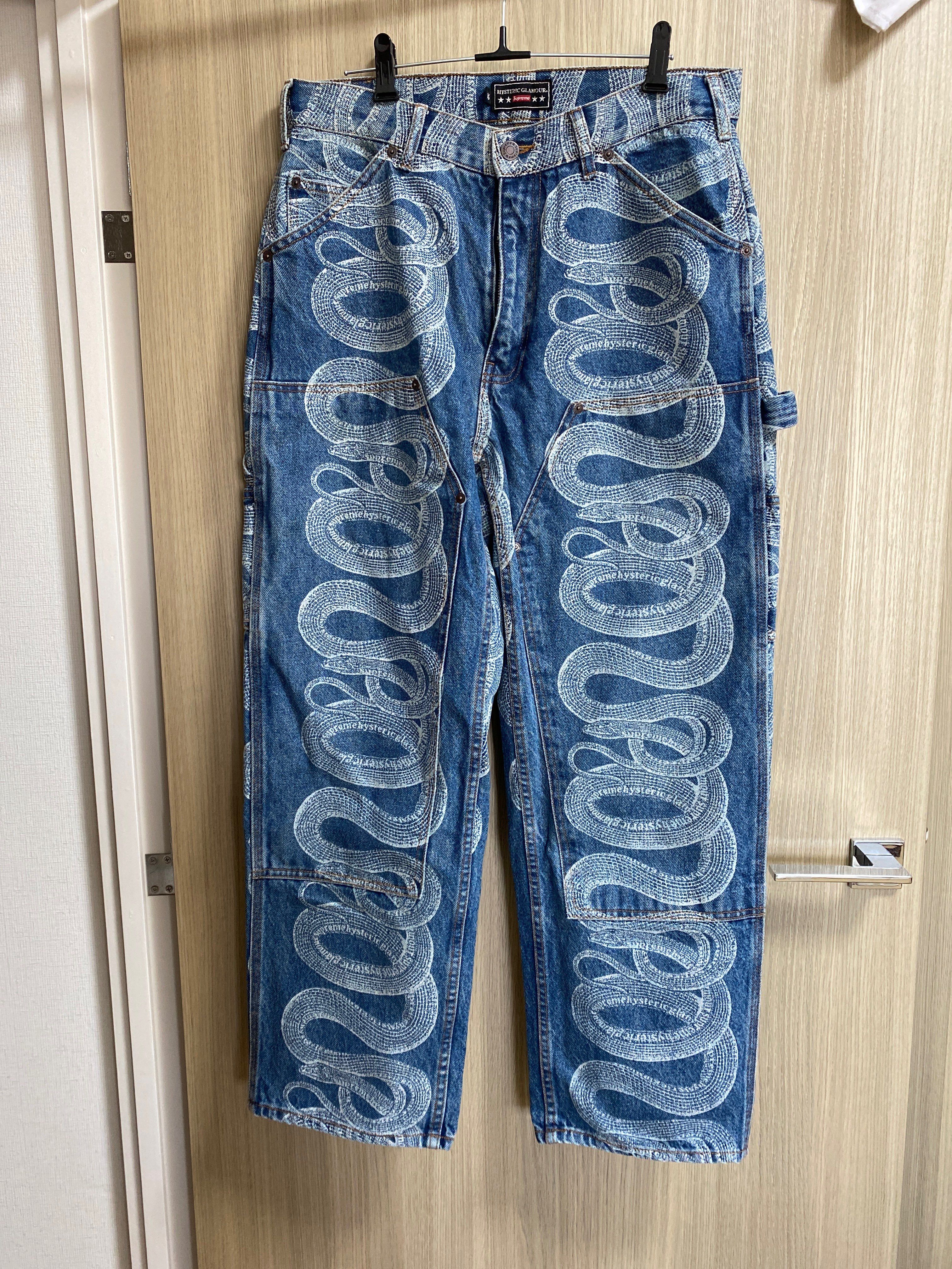 Supreme x HYSTERIC GLAMOUR Snake Double Knee Denim Painter Pant "Blue"