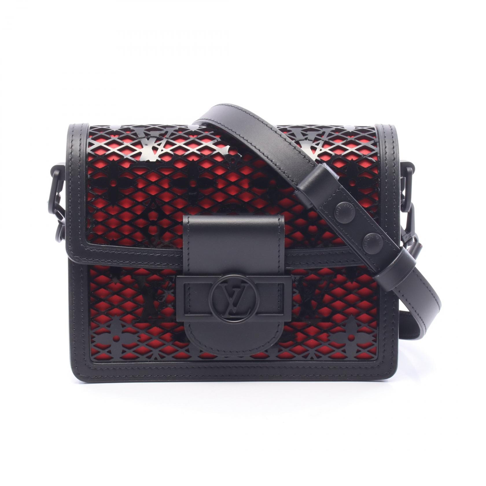 ルイ・ヴィトン LOUIS VUITTON ドーフィーヌ MINI ショルダーバッグ バッグ パテントレザー レザー モノグラムメッシュ レッド レディース ブラック系 / レッド系 【中古】