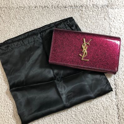 Saint Laurent Logo Enamel Wallet "Pink Gold"