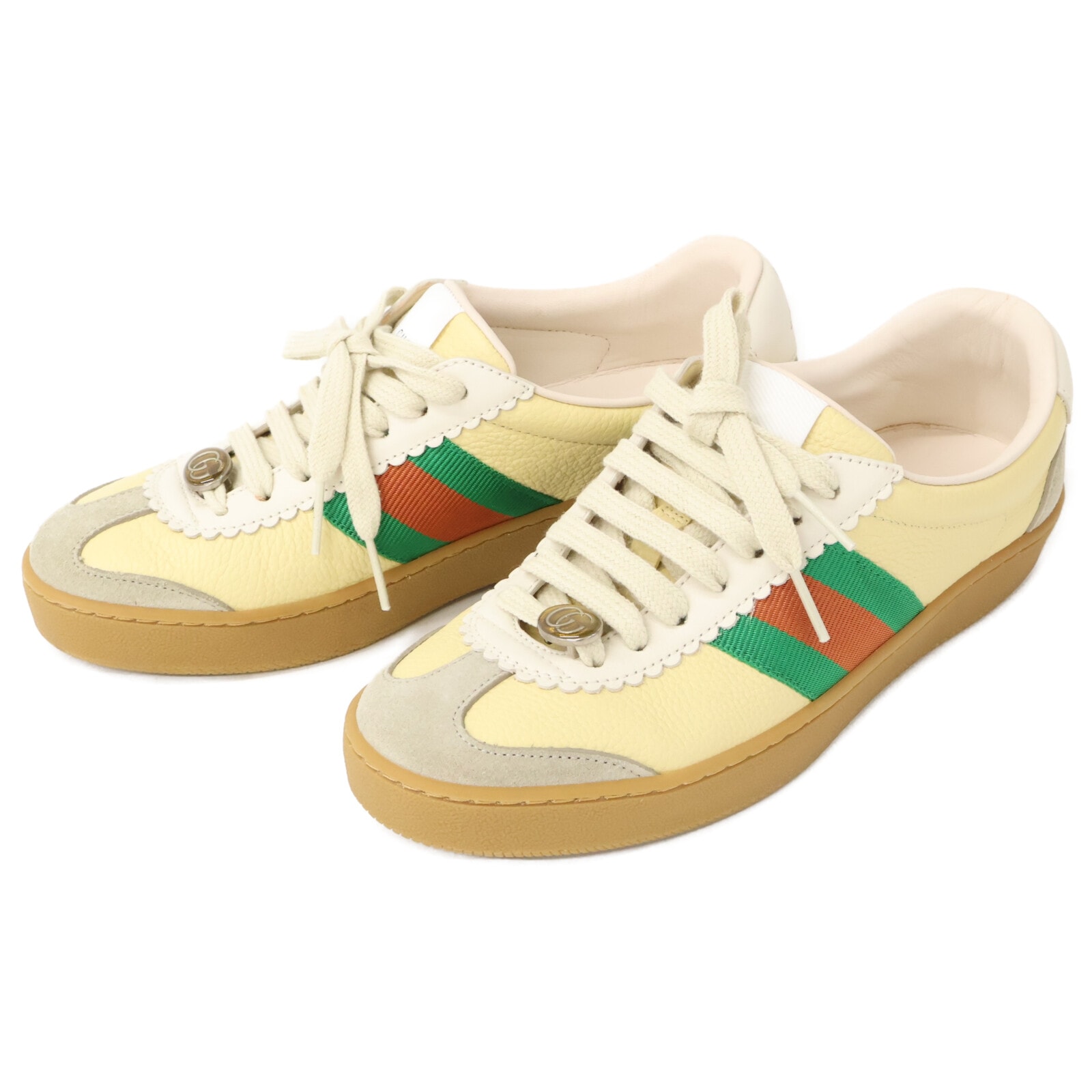グッチ 【美品】624484 BEE ウェブレザーローカットスニーカー 35 1/2