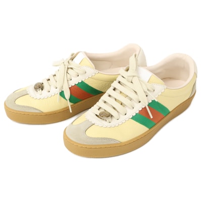 グッチ 【美品】624484 BEE ウェブレザーローカットスニーカー 35 1/2