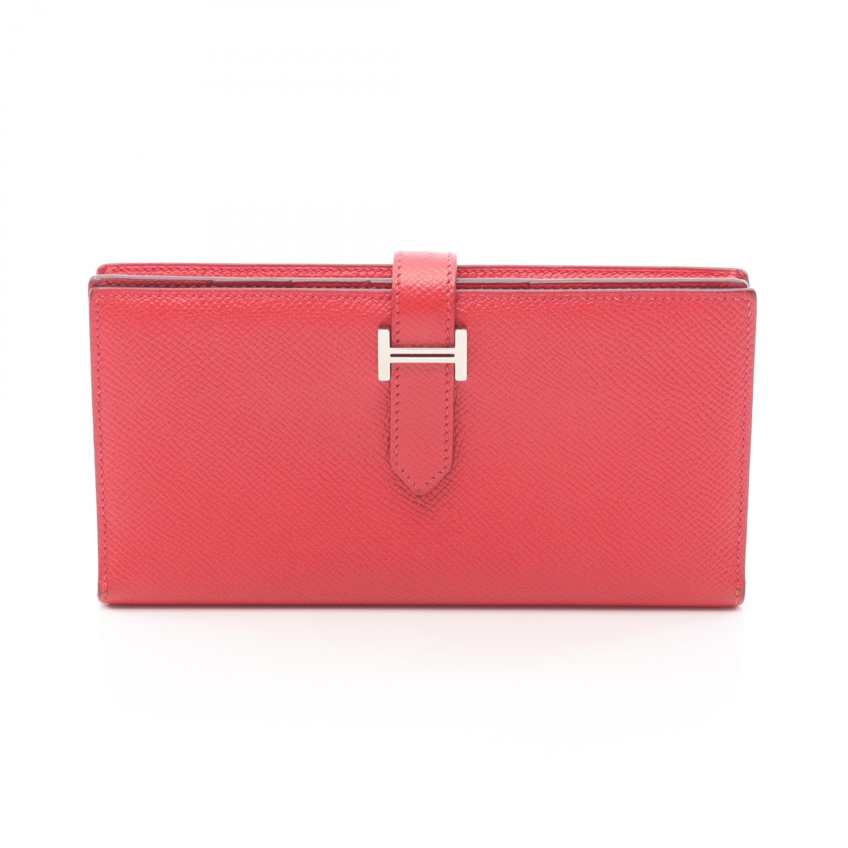 エルメス HERMES ベアンスフレ 二つ折り長財布 財布 レザー カーフ(牛革) ヴォーエプソン ヴォーエプソン ルージュカザック □R刻印(2014年製造) レディース レッド系 【中古】