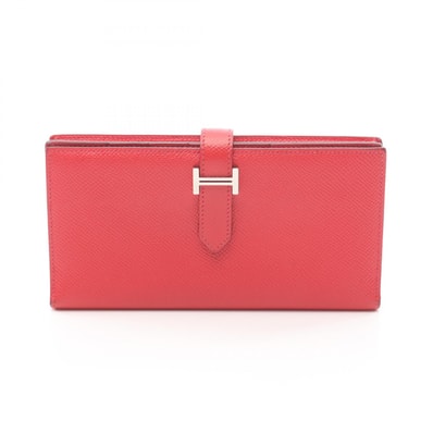 エルメス HERMES ベアンスフレ 二つ折り長財布 財布 レザー カーフ(牛革) ヴォーエプソン ヴォーエプソン ルージュカザック □R刻印(2014年製造) レディース レッド系 【中古】