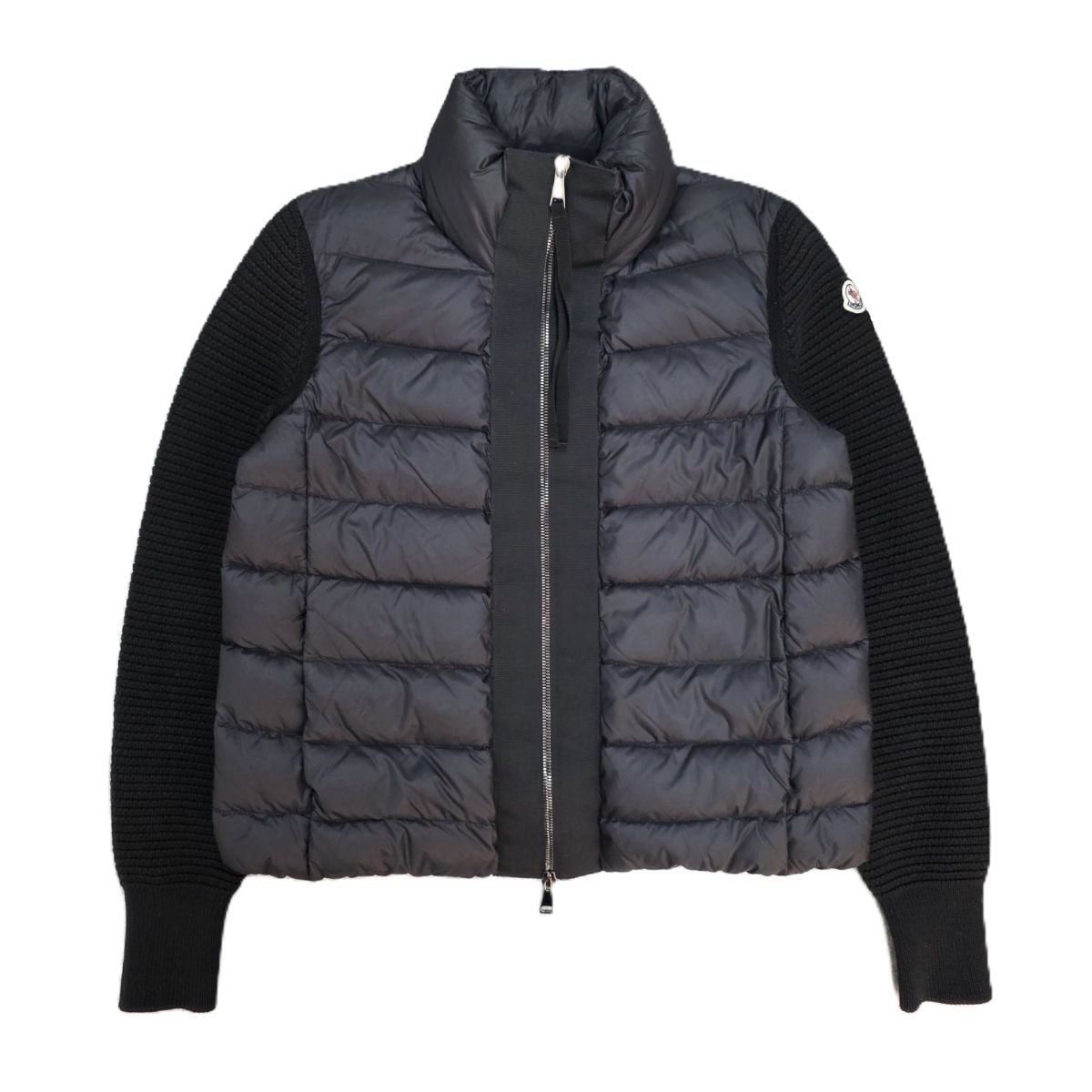 MONCLER モンクレール ニット切替 カーディガン MAGLIONE TRICOT CARDIGAN マリエール・トリコット ダウンジャケット D20939487500 XS ナイロン ウール ブラック レディース【中古】