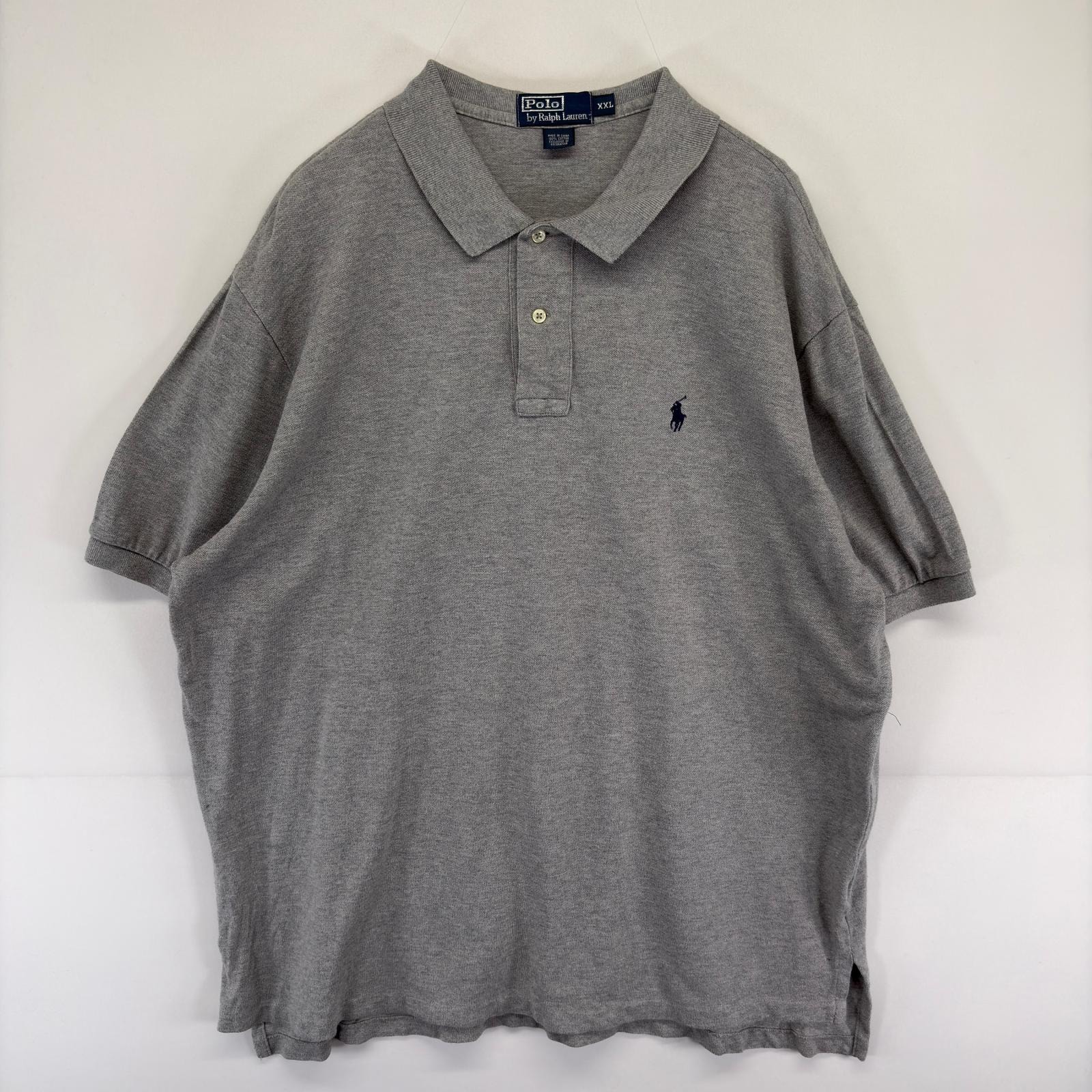 古着 ポロバイラルフローレン Polo by Ralph Lauren 半袖シャツ ワンポイント刺繍ロゴ 大きいサイズ ポロシャツ 2XL  グレー系 メンズ
