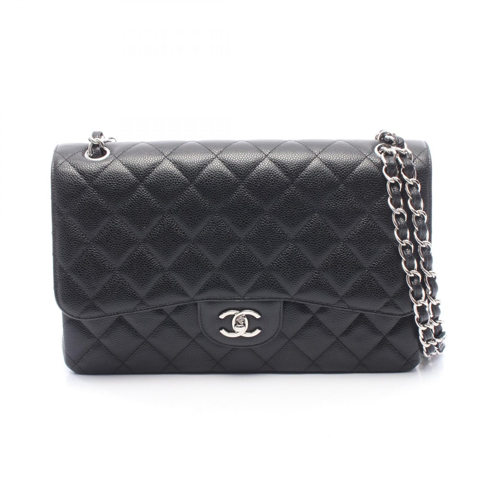 シャネル CHANEL デカマトラッセ30 クラシック ラージ Wフラップ ショルダーバッグ バッグ キャビアスキン(グレインドカーフ) レディース ブラック系 A58600 【中古】