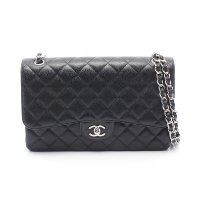 シャネル CHANEL デカマトラッセ30 クラシック ラージ Wフラップ ショルダーバッグ バッグ キャビアスキン(グレインドカーフ) レディース ブラック系 A58600 【中古】
