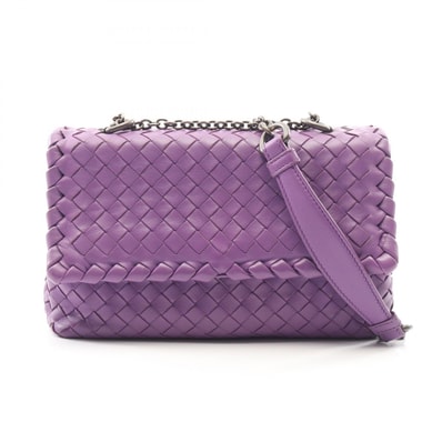 ボッテガヴェネタ BOTTEGA VENETA オリンピア イントレチャート ショルダーバッグ バッグ レザー レディース パープル系 【中古】
