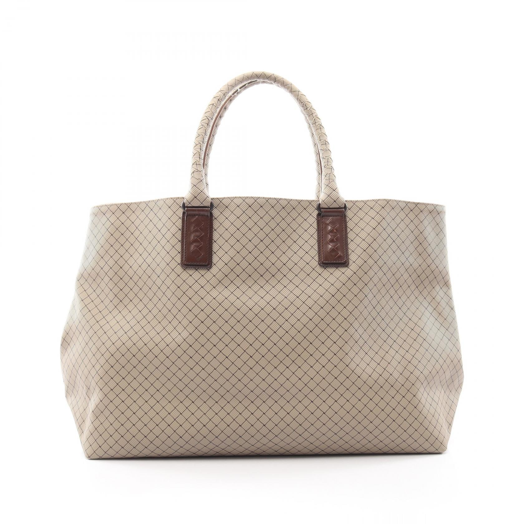 ボッテガヴェネタ BOTTEGA VENETA マルコポーロ トートバッグ バッグ PVCコーティングキャンバス レザー メンズ レディース ベージュ系 / ブラウン系 【中古】