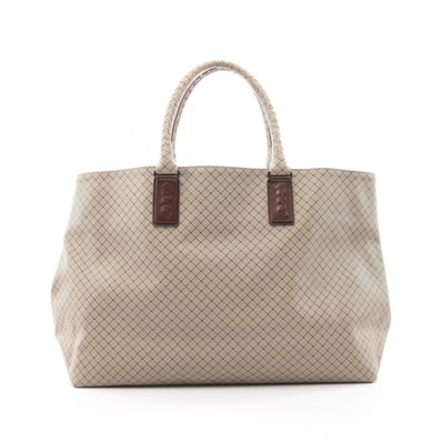 ボッテガヴェネタ BOTTEGA VENETA マルコポーロ トートバッグ バッグ PVCコーティングキャンバス レザー メンズ レディース ベージュ系 / ブラウン系 【中古】