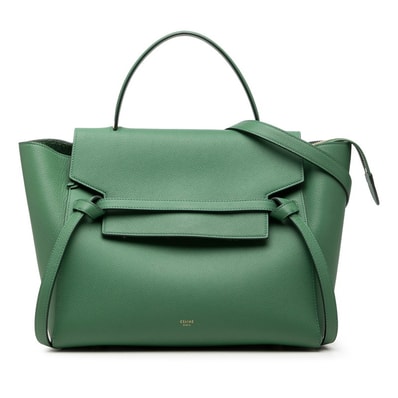セリーヌ ベルトバッグ ハンドバッグ ショルダーバッグ 2WAY グリーン レザー レディース CELINE 【中古】