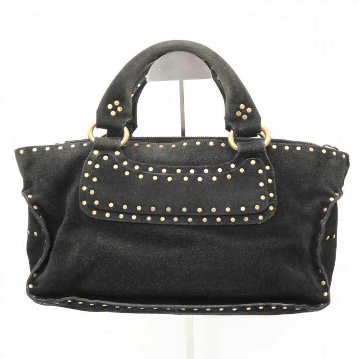 CELINE(セリーヌ) ブギーバッグ ヴィンテージ ハンドバッグ スタッズ ブラック スエード ゴールド レディース 【中古】