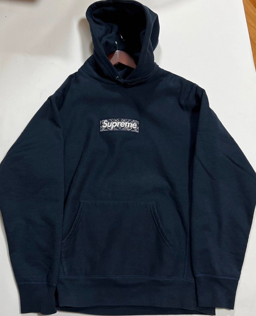 Supreme Bandana Box Logo Hooded Sweatshirt "Navy"