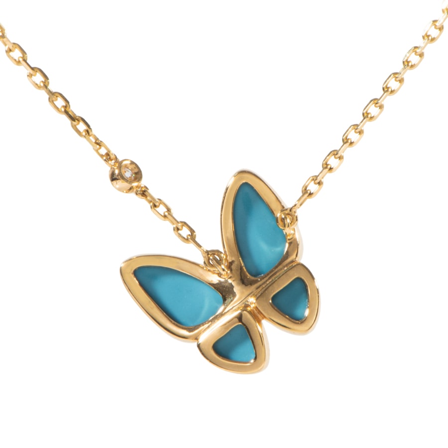 Van Cleef & Arpels ヴァンクリーフ&アーペル ドゥ パピヨン ペンダント VCARP7UP00 ネックレス バタフライ 蝶 ゴールド ブルー【中古】