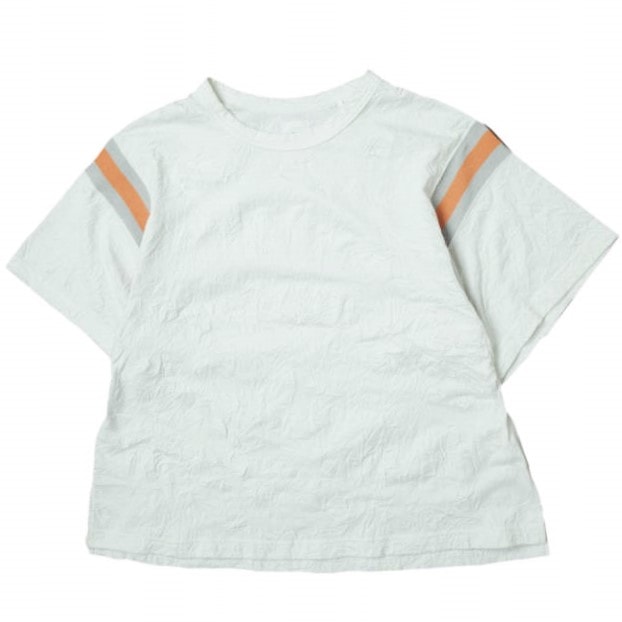 Name. ネーム 日本製 OVERSIZED FOOTBALL TEE 皺加工 オーバーサイズフットボールTシャツ W-NMCU-18SS-025 2 ホワイト 半袖 ライン トップス g11233