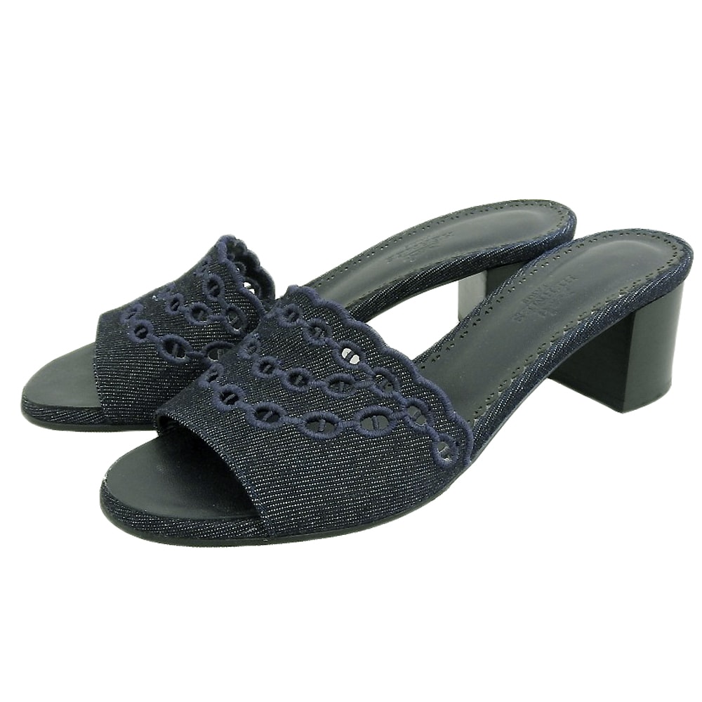 エルメス 美品 グラディス シェーヌダンクルデニムミュール パンプス レディース ネイビー 35 1/2 35 1/2