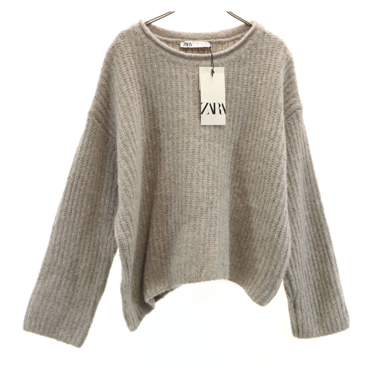 未使用 ZARA ザラ ウールブレンド 長袖 セーター S ライトグレー ニット タグ付き