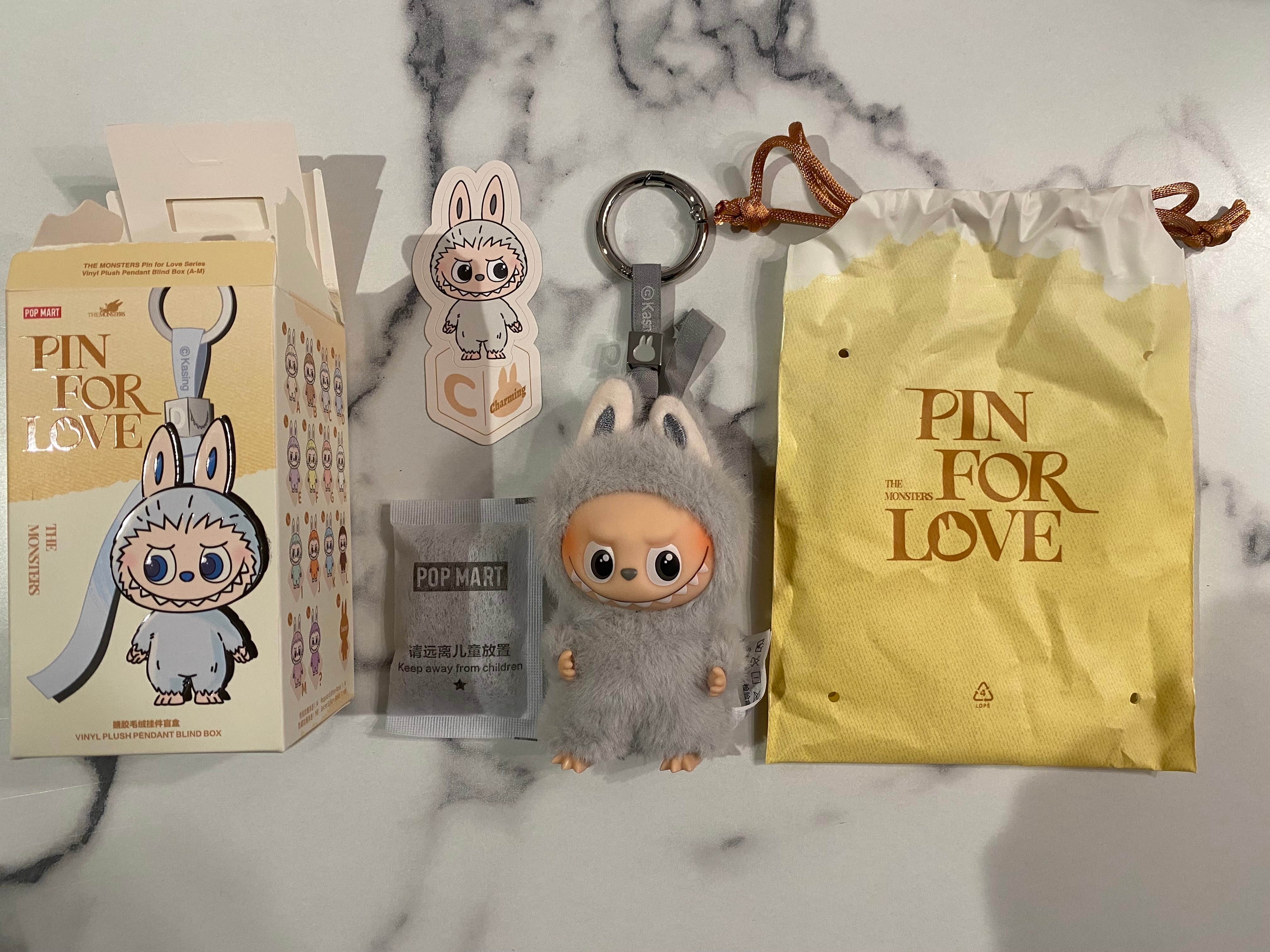 POP MART THE MONSTERS (LABUBU) Pin for Love Series-Vinyl Plush Pendant (A-M) C