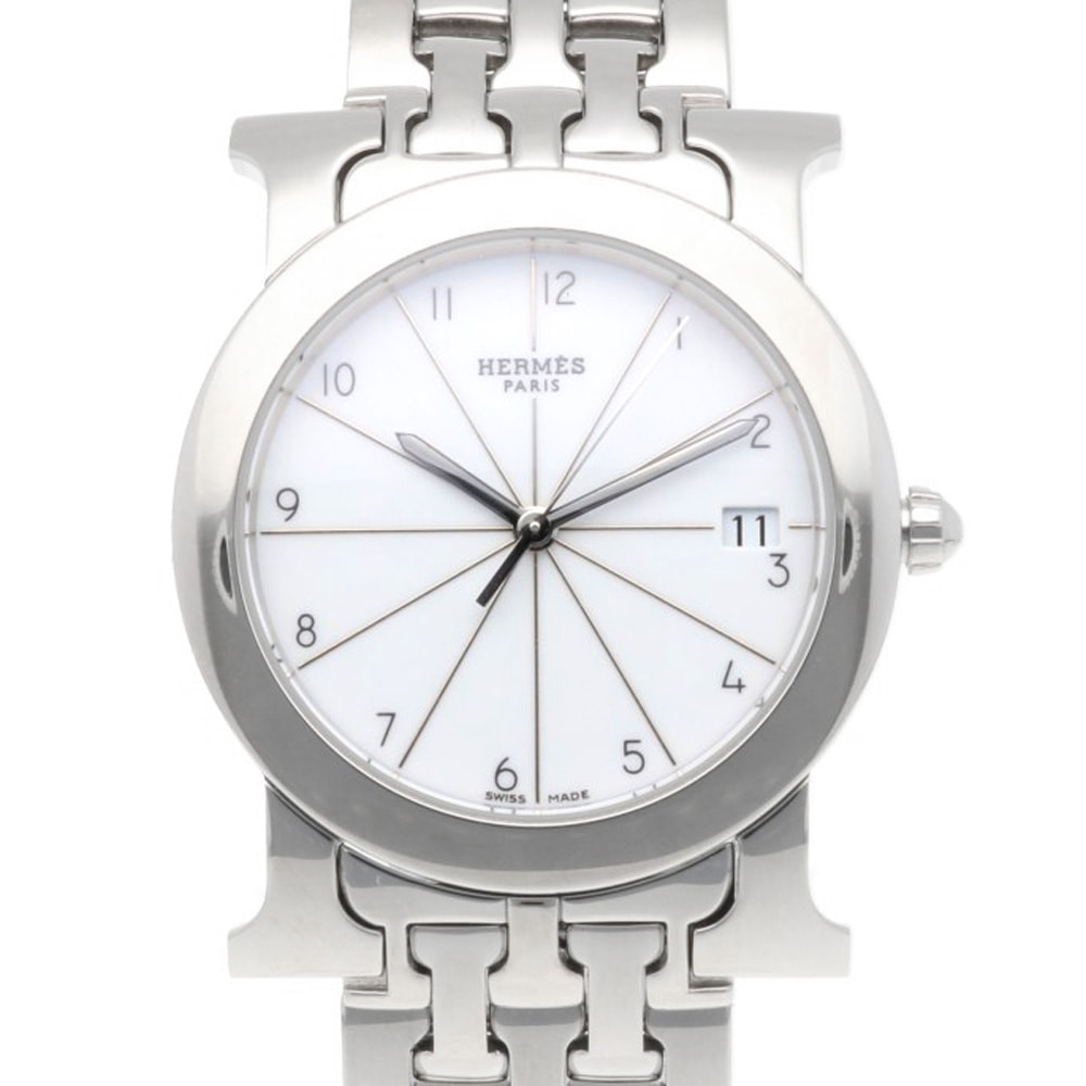 エルメス Hウォッチロンド 腕時計 時計 ステンレススチール HR1.5 クオーツ ユニセックス 1年保証 HERMES 中古