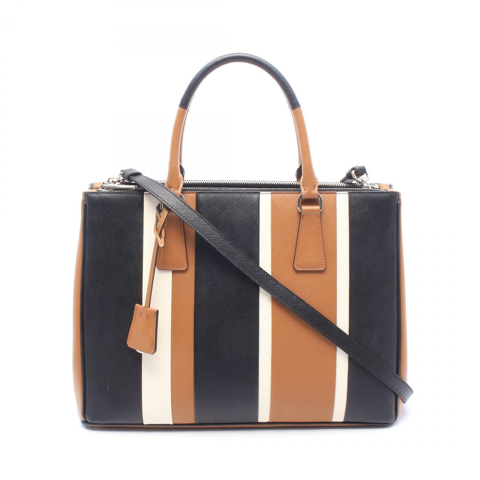 プラダ PRADA ガレリア 2WAY トートバッグ バッグ サフィアーノレザー レディース ブラック系 / ブラウン系 / ホワイト系 【中古】