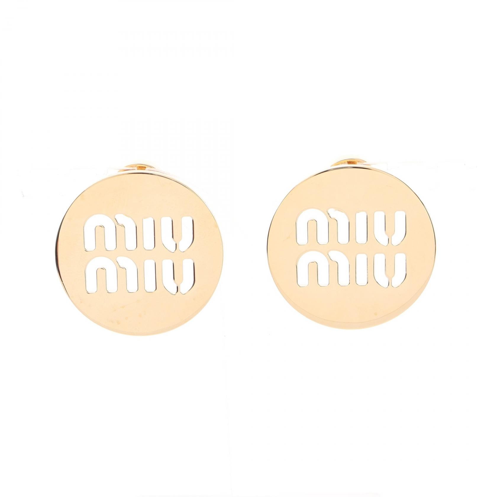 ミュウ ミュウ Miu Miu ロゴ サークル ピアス ジュエリー GP(ゴールドメッキ) レディース ゴールド系 【中古】